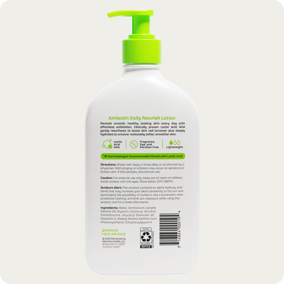 AmLactin pump bottle on bathroom counter suggesting daily skincare routine
