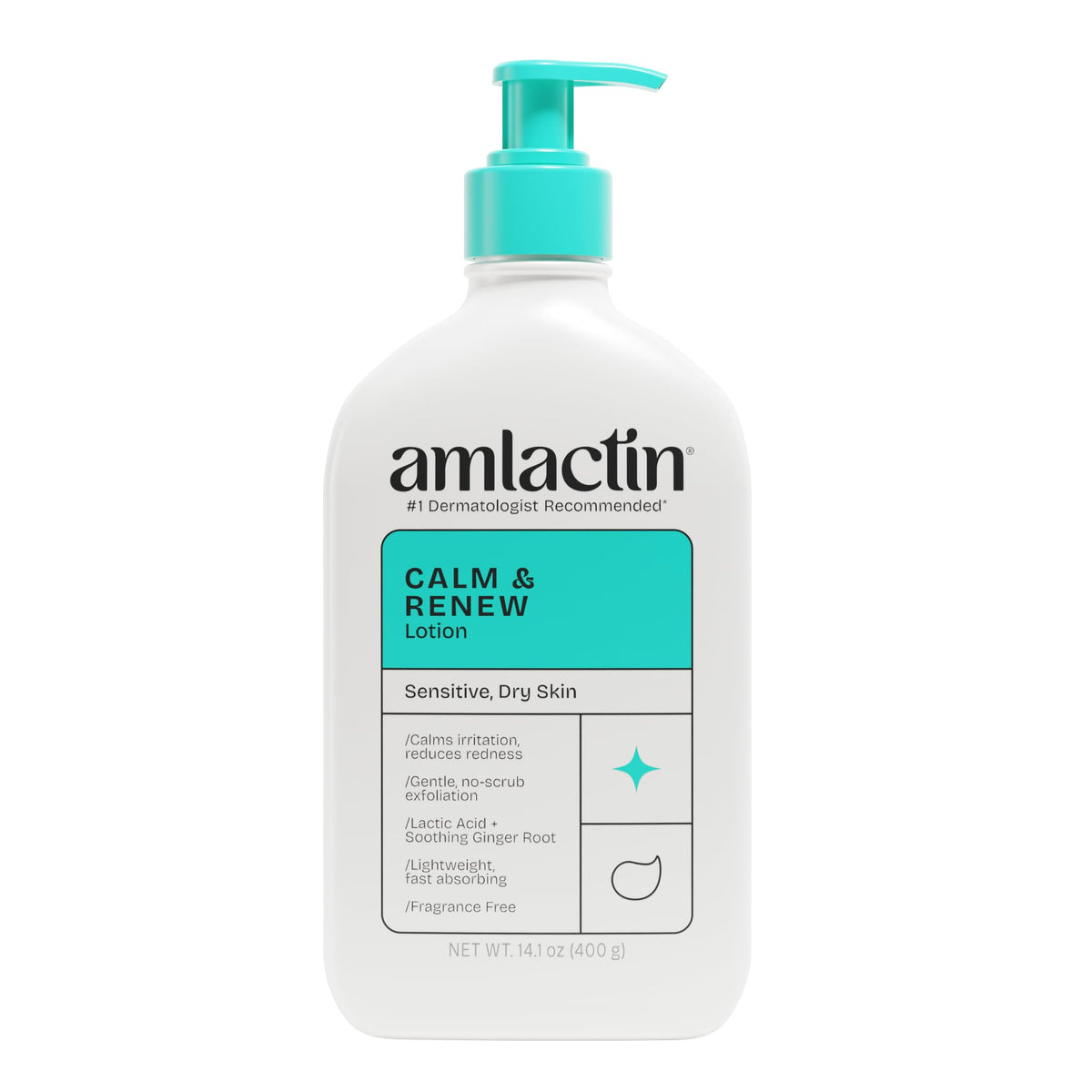 AmLactin bottle front view showing branding and size for easy identification