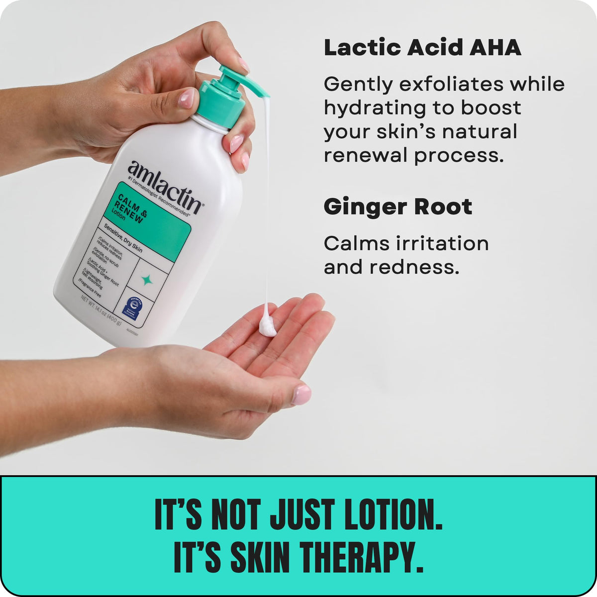 AmLactin ingredient label close-up highlighting lactic acid and ginger root benefits