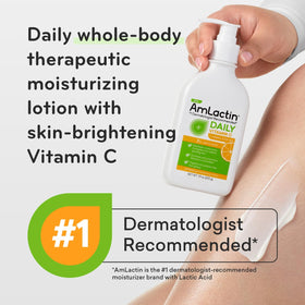 AmLactin lotion texture close-up illustrating smooth consistency and quick absorption