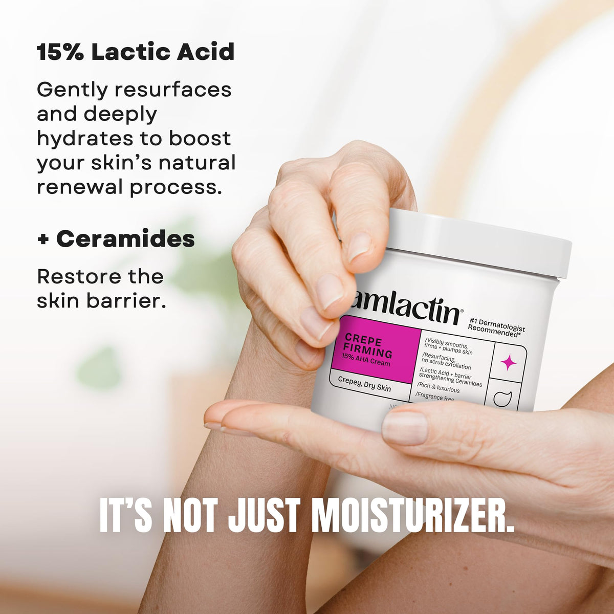 AmLactin cream on hand demonstrating easy application benefit