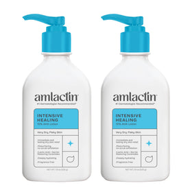 AmLactin front packaging pump bottles showing product and convenience