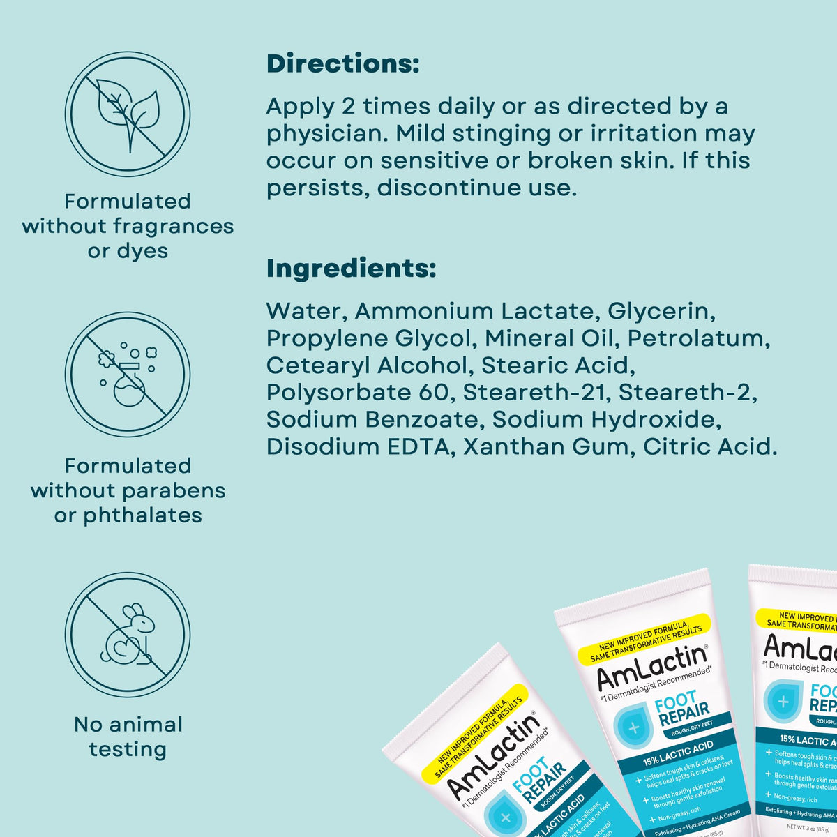 AmLactin label and ingredient panel close-up, brand transparency and AHA benefit