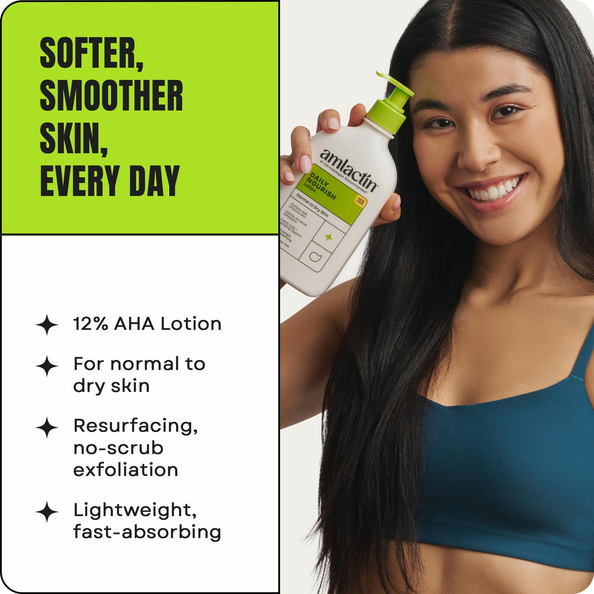 AmLactin lotion texture close-up highlighting lightweight, fast-absorbing feel