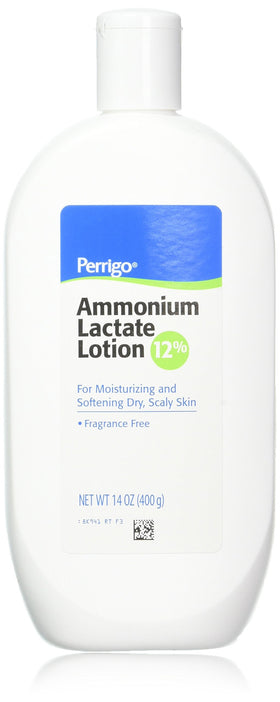 Ammonium lotion front packaging flip-top bottle shows product and size benefit