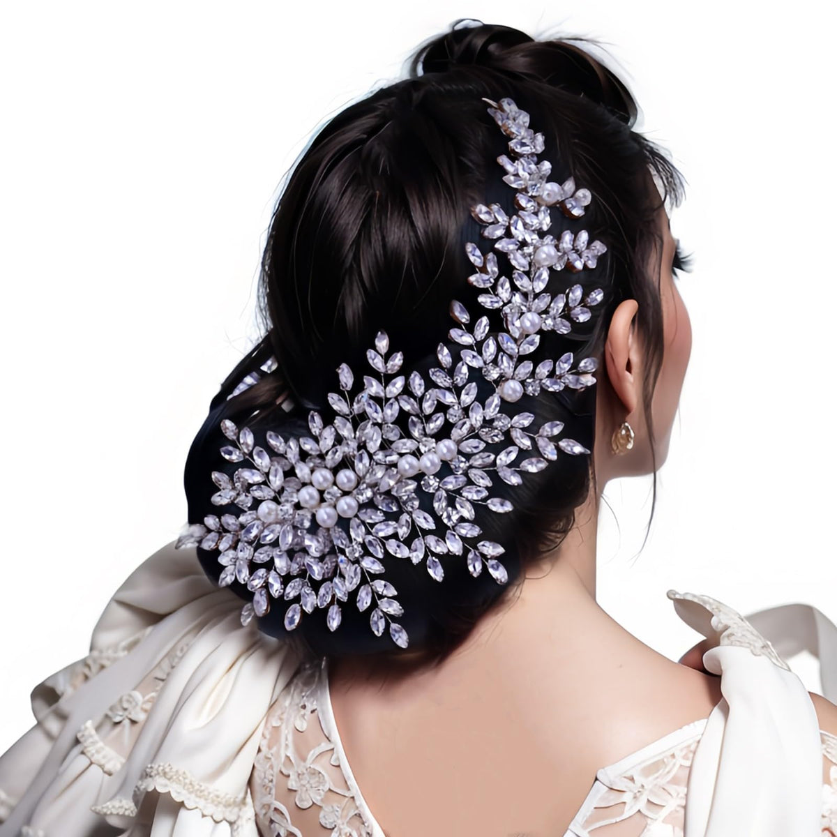 AMORARSI side comb placed in an updo to secure hair and add elegance