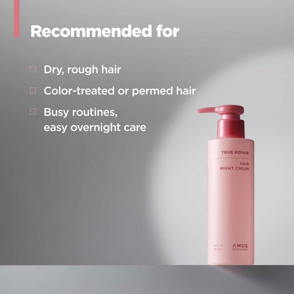 AMOS PROFESSIONAL product staged on bedroom nightstand for overnight use
