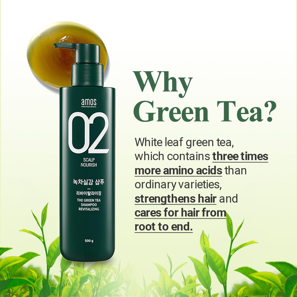 AMOS PROFESSIONAL mint leaves and white leaf green tea highlighting natural extracts