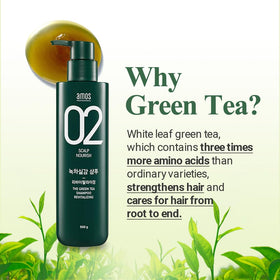 AMOS PROFESSIONAL mint leaves and white leaf green tea highlighting natural extracts
