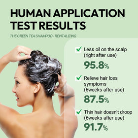 AMOS PROFESSIONAL shampoo being applied to wet hair for effective oil removal