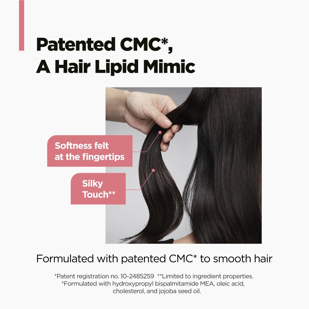 AMOS PROFESSIONAL before and after hair showing reduced frizz and enhanced shine