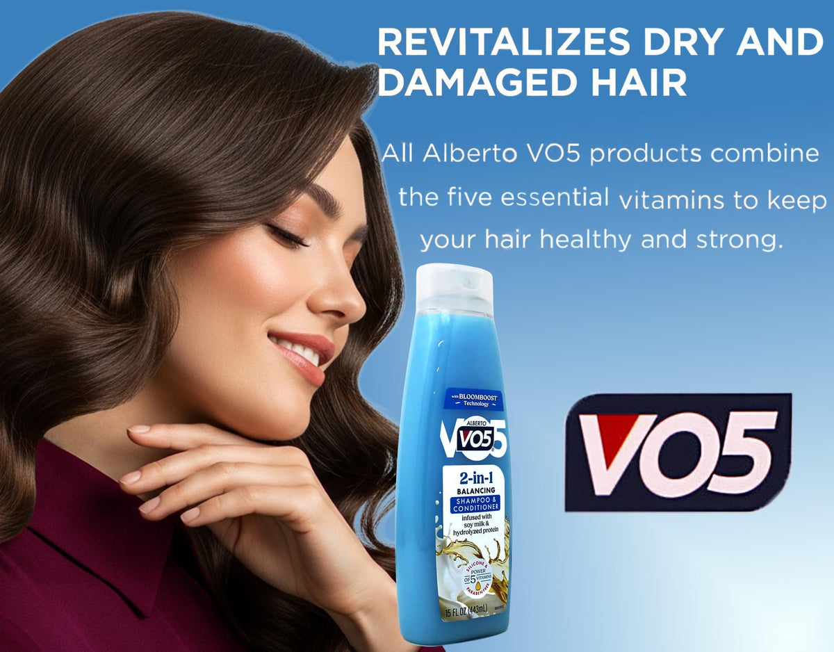 AMOTAOS Alberto VO5 label close-up showing ingredients and usage benefit
