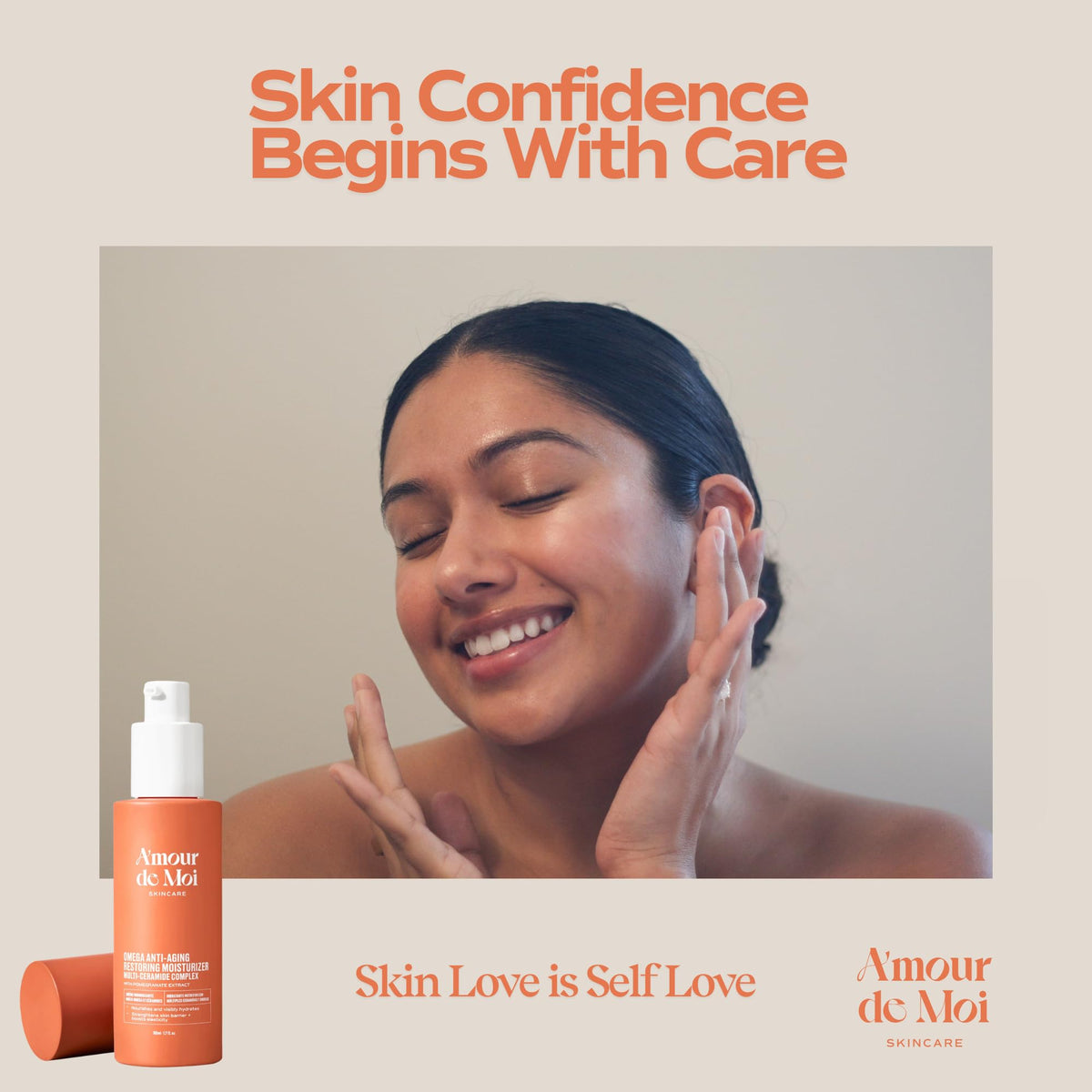 Amour De Moi before and after skin showing visible hydration and smoother texture