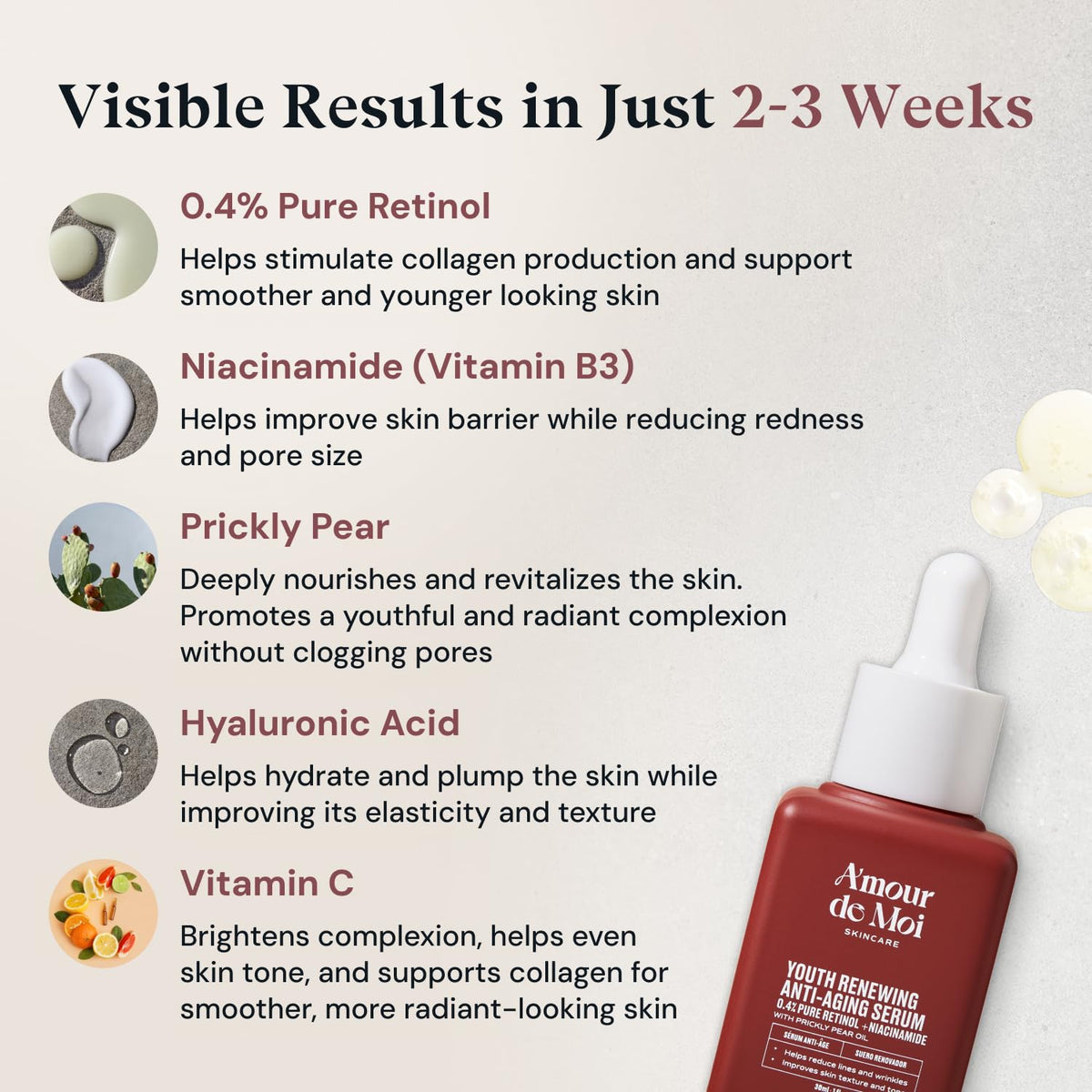 Amour De Moi serum texture on fingertip showing lightweight hydration
