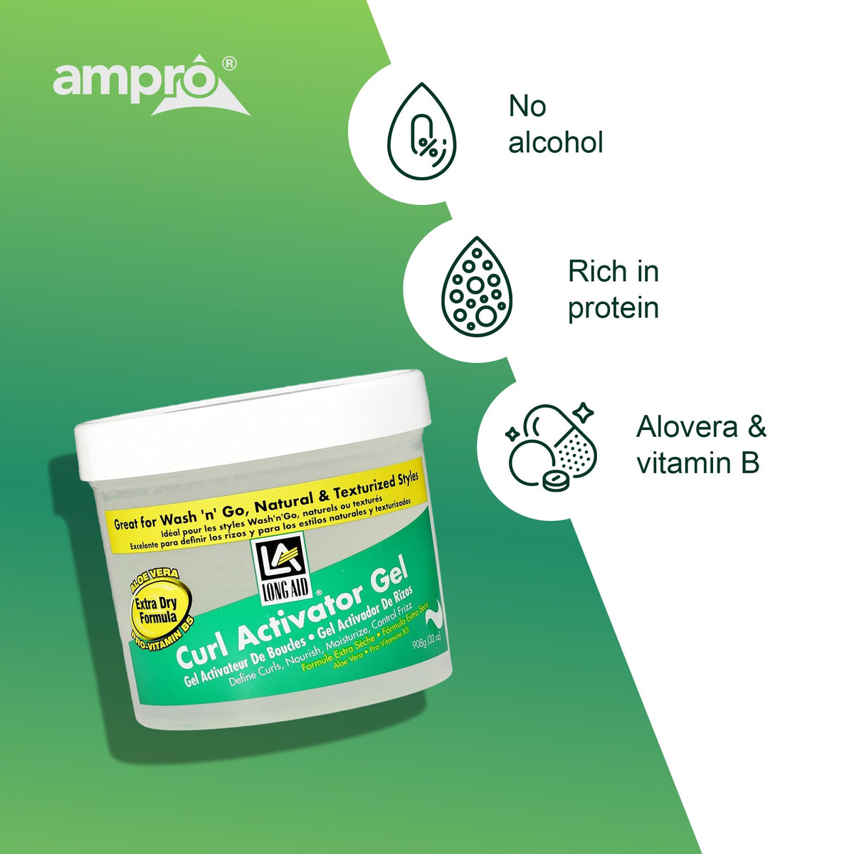 AmPro long-aid next to a hand for scale, showing large 32 oz supply benefit