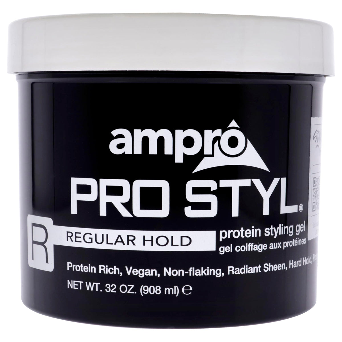 AmPro Pro Styl front packaging shows label and 32 oz tub for clear product ID and storage benefit