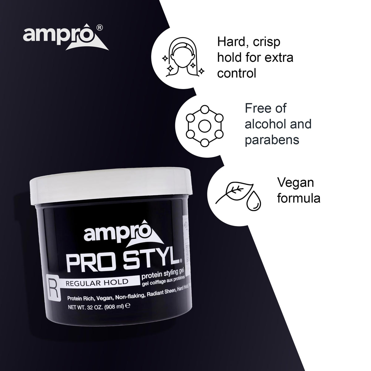 AmPro Pro Styl next to common items showing 32 oz size for value and long-lasting use benefit