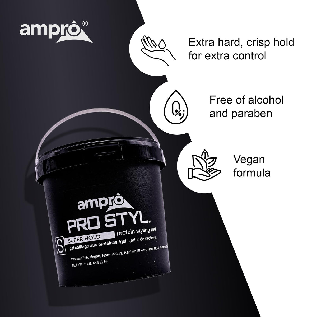 AmPro pro styl on styled natural hair showing defined curls and shine