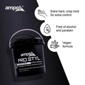 AmPro pro styl on styled natural hair showing defined curls and shine