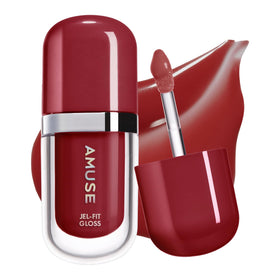 Amuse front packaging showing glossy tinted lip gloss and vibrant shade