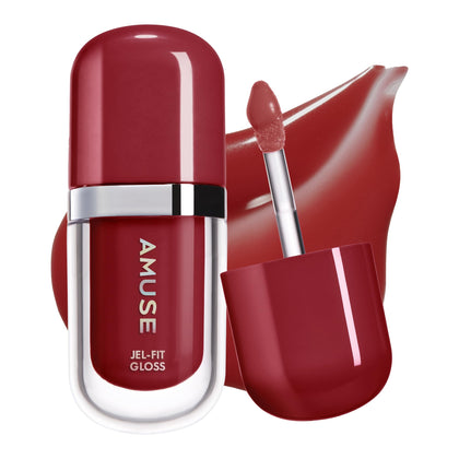 Amuse front packaging showing glossy tinted lip gloss and vibrant shade
