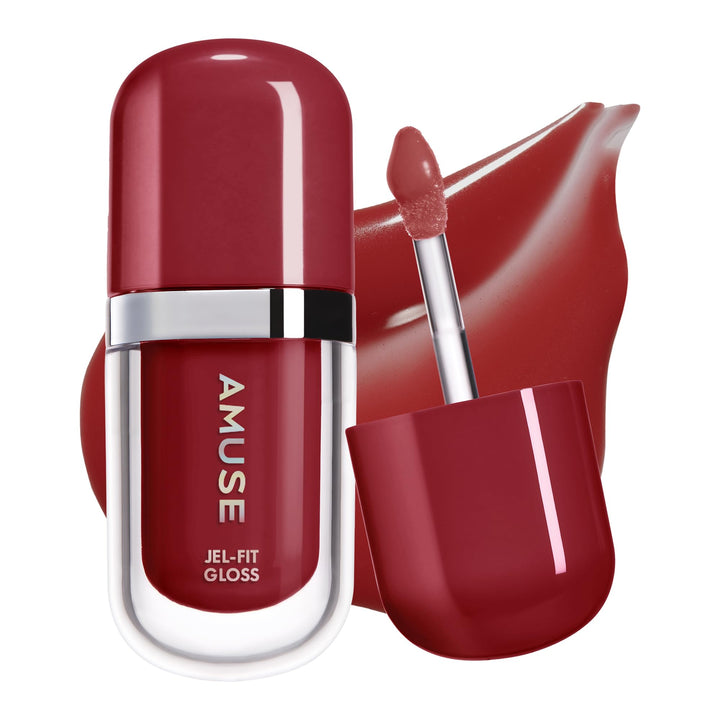 Amuse front packaging showing glossy tinted lip gloss and vibrant shade