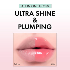 Amuse clear jelly texture swipe illustrating cushiony shine and buildable pigment