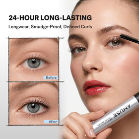Amuse before and after lashes displaying defined natural volume