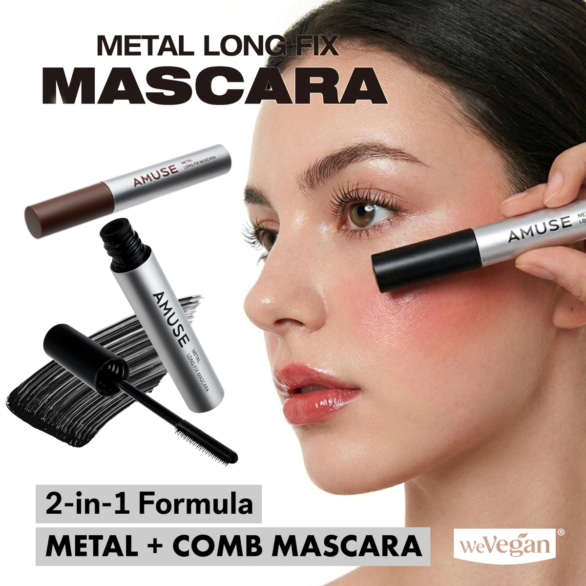 Amuse close-up of angled metal wand demonstrating precise root lift and long-lasting hold