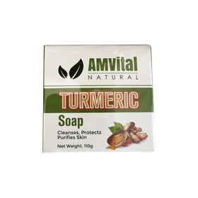 AMVital cut soap section revealing color and grain showing natural turmeric distribution benefit