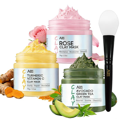 ANAI RUI front packaging trio showing three masks and brush for convenient spa treatments