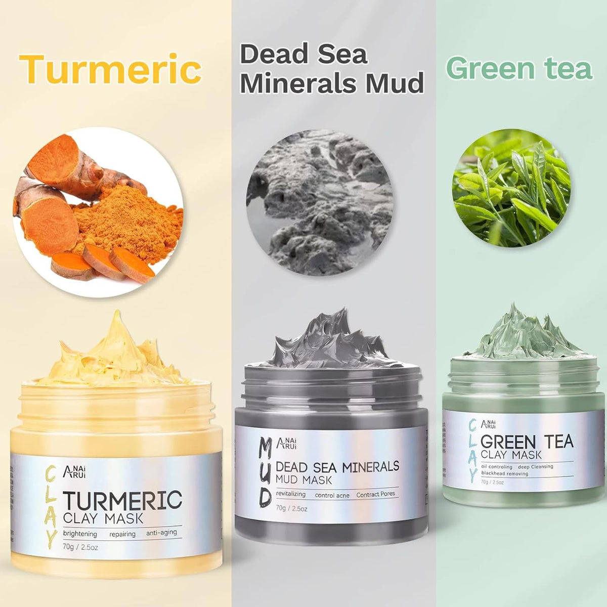 ANAI RUI turmeric clay texture close-up highlighting brightening benefit