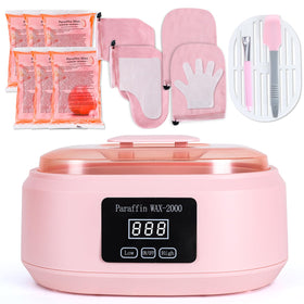 Ananelleo front view of paraffin machine showing controls and pink finish for easy home spa setup