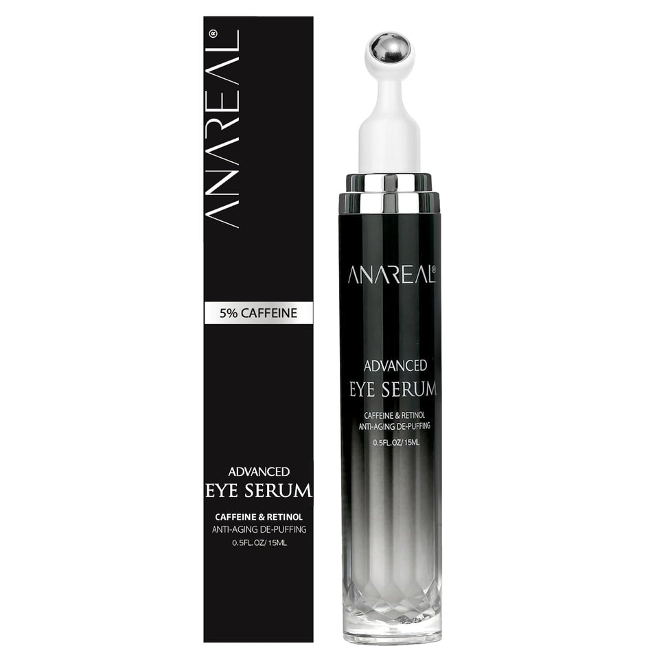 ANAREAL front packaging showing eye cream and roller, conveys clarity