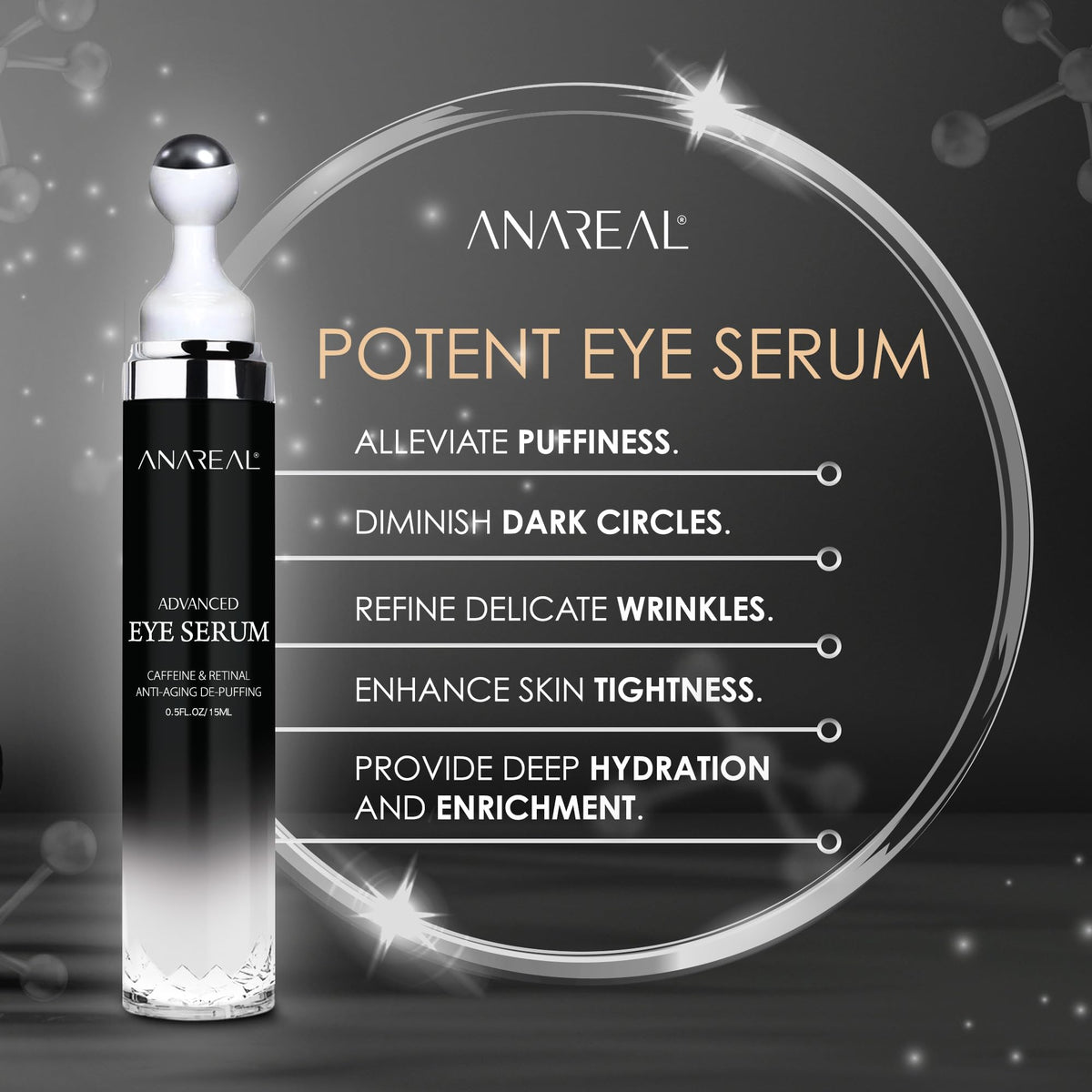 ANAREAL pump dispensing serum texture to show lightweight hydration benefit