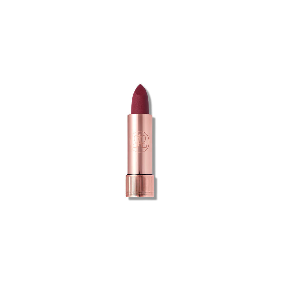 Anastasia Beverly Hills lipstick front packaging showing blackberry shade and elegant tube