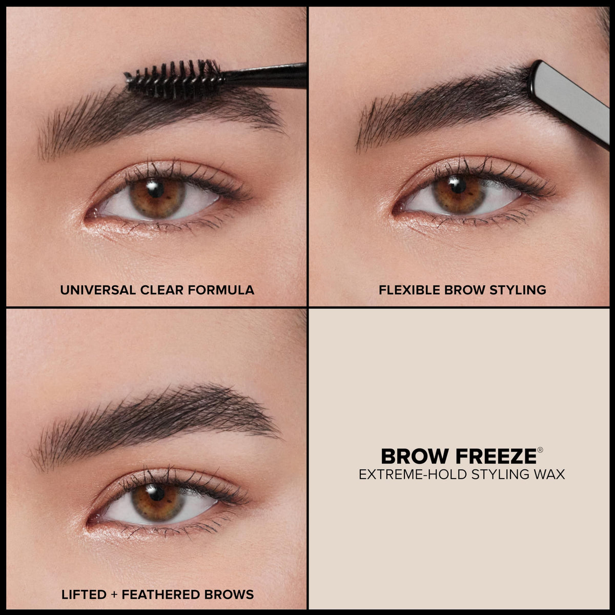 Anastasia Beverly Hills spoolie brushing brows to sculpt and hold shape
