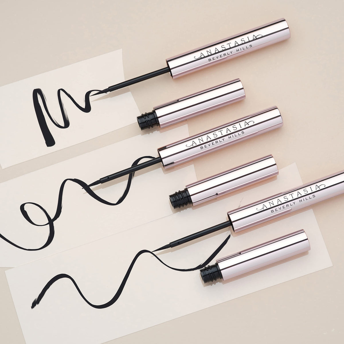 Anastasia Beverly Hills liner next to compact showing scale and travel-friendly size