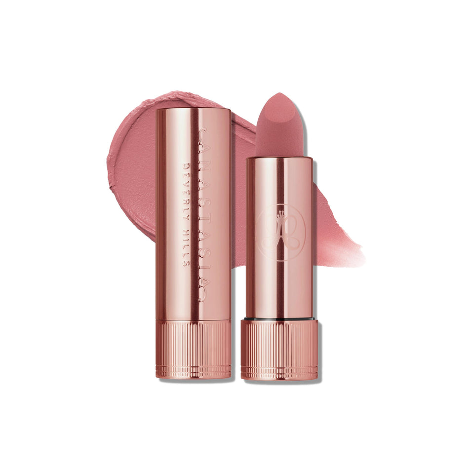 Anastasia Beverly Hills lipstick front packaging showing shade Peony and precise bullet