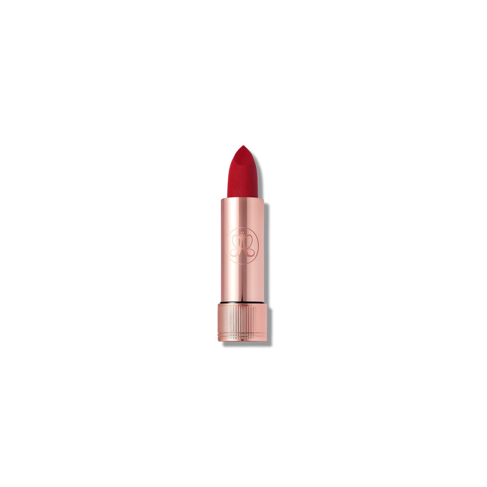Anastasia Beverly Hills lipstick front packaging showing bold Royal Red and precise heart-shaped bullet