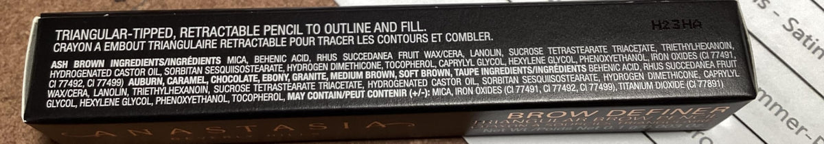 Anastasia Beverly Hills pencil next to travel pouch ready for on-the-go touchups benefit