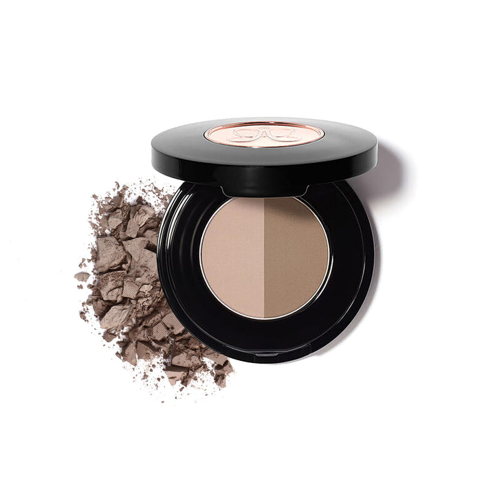 Anastasia Beverly Hills front compact view showing Taupe Duo and portable case benefit