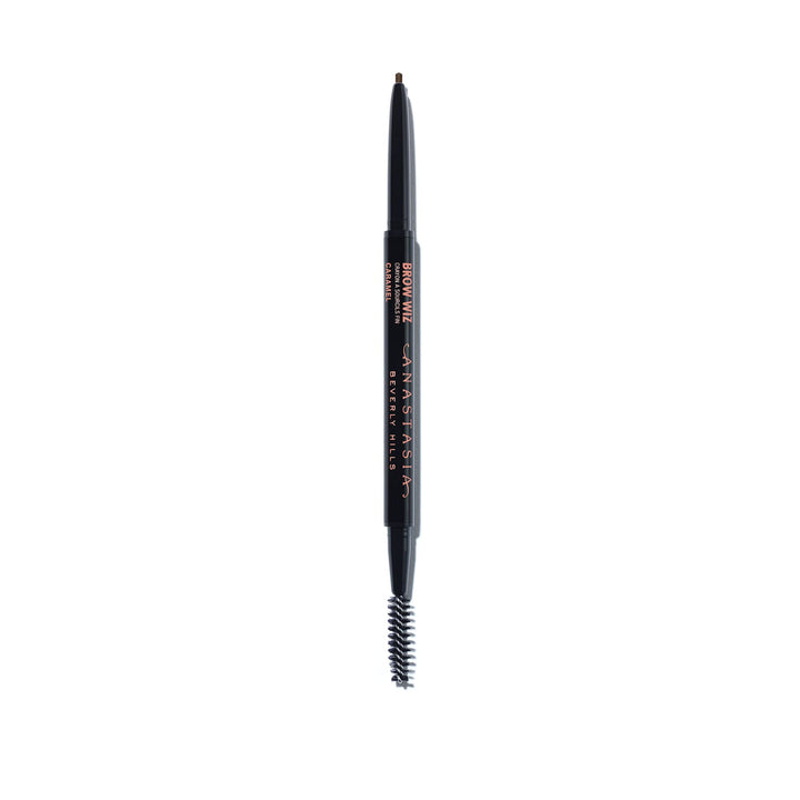 Anastasia Beverly Hills Brow Wiz front packaging showing Caramel shade and retractable pencil benefit
