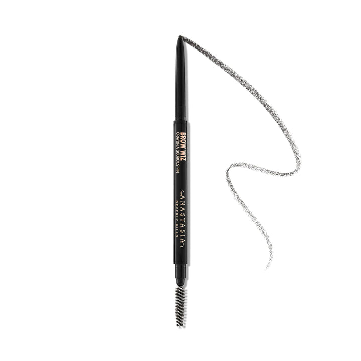 Anastasia Brow Wiz front packaging showing compact pencil and benefits