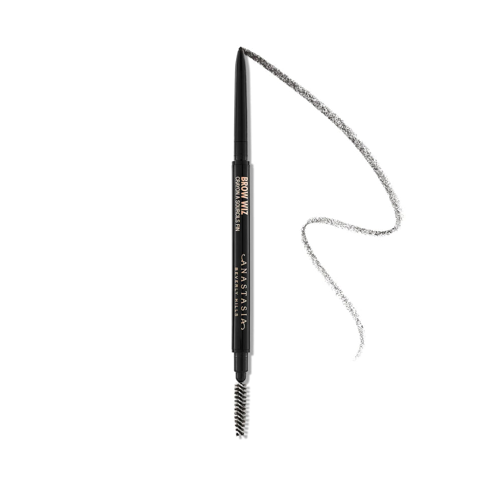 Anastasia Brow Wiz front packaging showing compact pencil and benefits