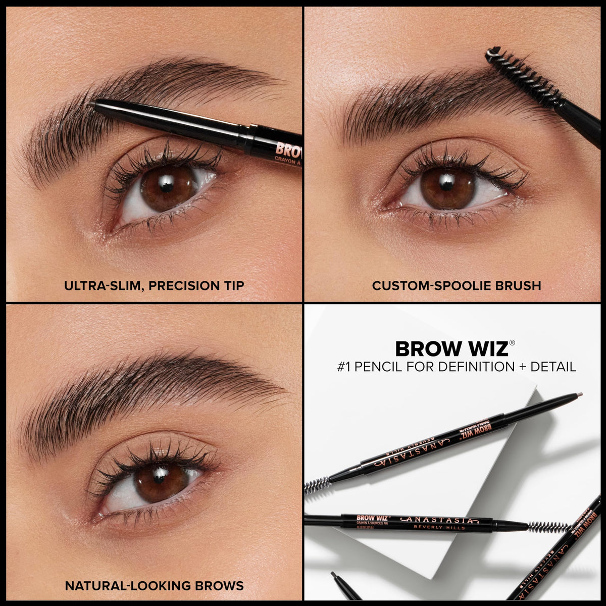 Anastasia Brow Wiz texture stroke on skin showing pigment payoff and dry finish