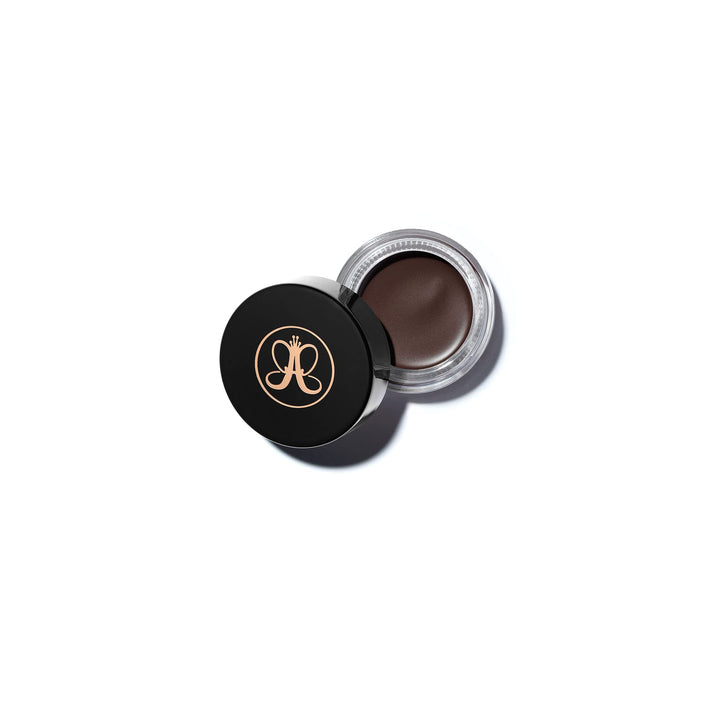 Anastasia Beverly Hills jar front view showing Chocolate shade and compact packaging benefits