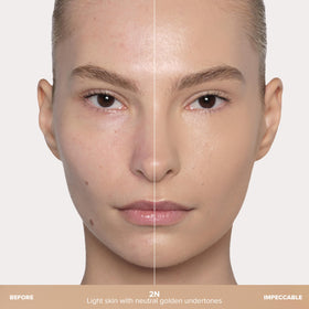 Anastasia Beverly Hills applying foundation to cheek for natural matte, pore-blurring finish