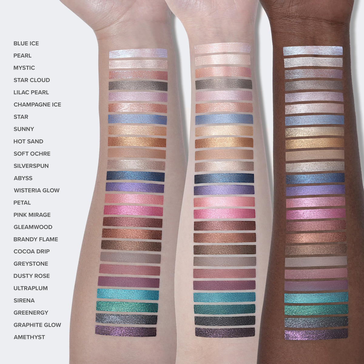 Anastasia Beverly Hills applying Champagne Ice to eyelid showing easy one-swipe application