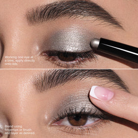 Anastasia Beverly Hills completed eye makeup showing Champagne Ice brightening effect